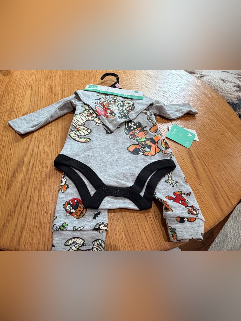 Disney Baby Gray Halloween Character 3 piece  set with bib